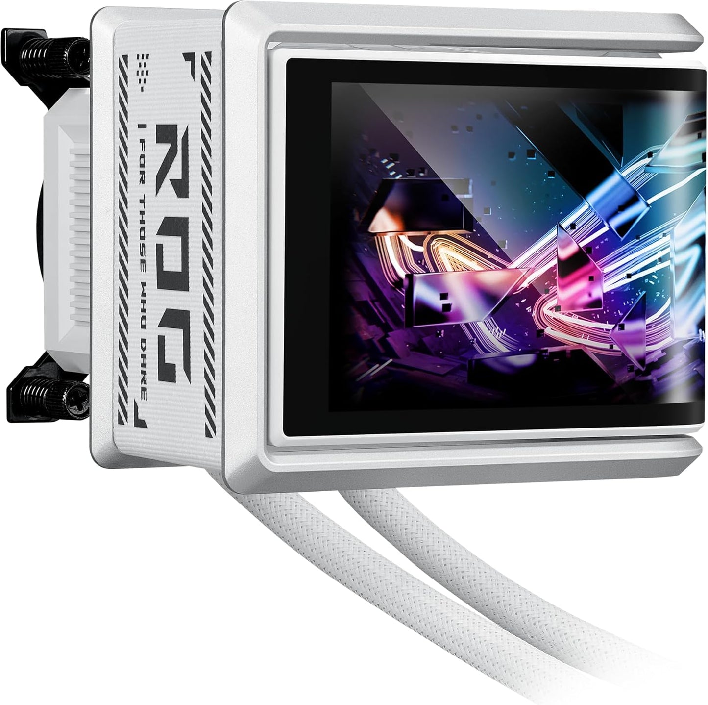 ASUS ROG RYUO IV 360 ARGB White with Curved 6.67-inch AMOLED Display That Supports 3D-Effect Video or Customizable System Stats, Plus Asetek Emma Gen8 V2 Pump and pre-Mounted Daisy-Chained ARGB Fans