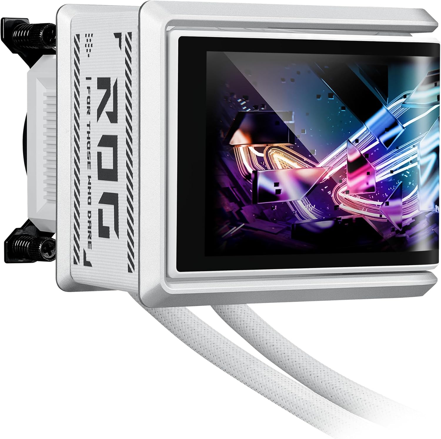 ASUS ROG RYUO IV 360 ARGB White with Curved 6.67-inch AMOLED Display That Supports 3D-Effect Video or Customizable System Stats, Plus Asetek Emma Gen8 V2 Pump and pre-Mounted Daisy-Chained ARGB Fans
