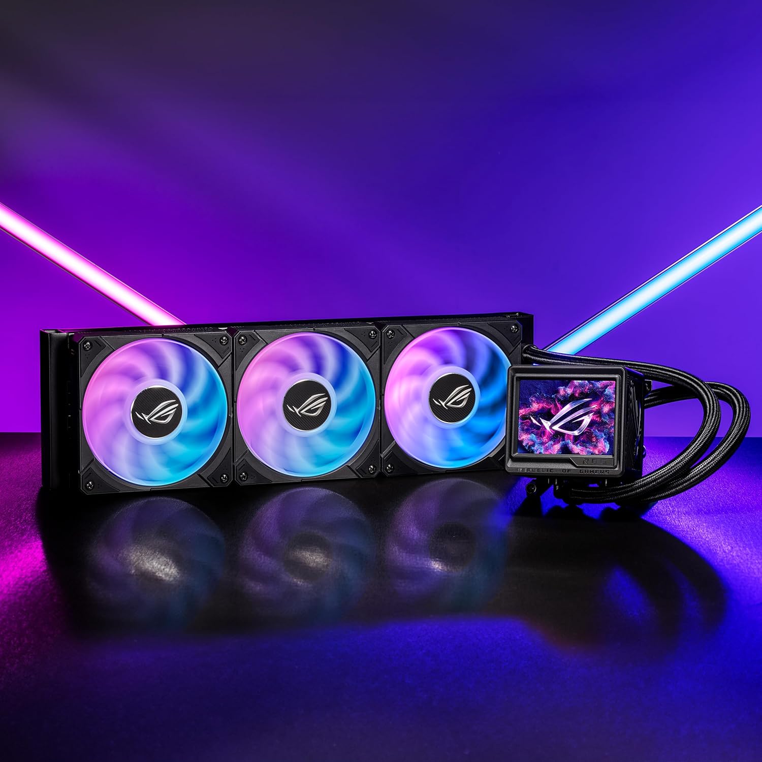 ASUS ROG RYUJIN III 360 ARGB EXTREME all-in-one AIO CPU liquid cooler, AMD Ryzen 9000 & Intel® Core™ Ultra Ready, Asetek Gen8 V2 pump; high airflow static pressure magnetic fans; customizable 3.5" LCD