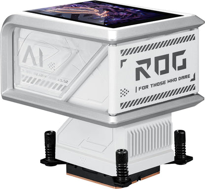 ASUS ROG RYUO IV 360 ARGB White with Curved 6.67-inch AMOLED Display That Supports 3D-Effect Video or Customizable System Stats, Plus Asetek Emma Gen8 V2 Pump and pre-Mounted Daisy-Chained ARGB Fans