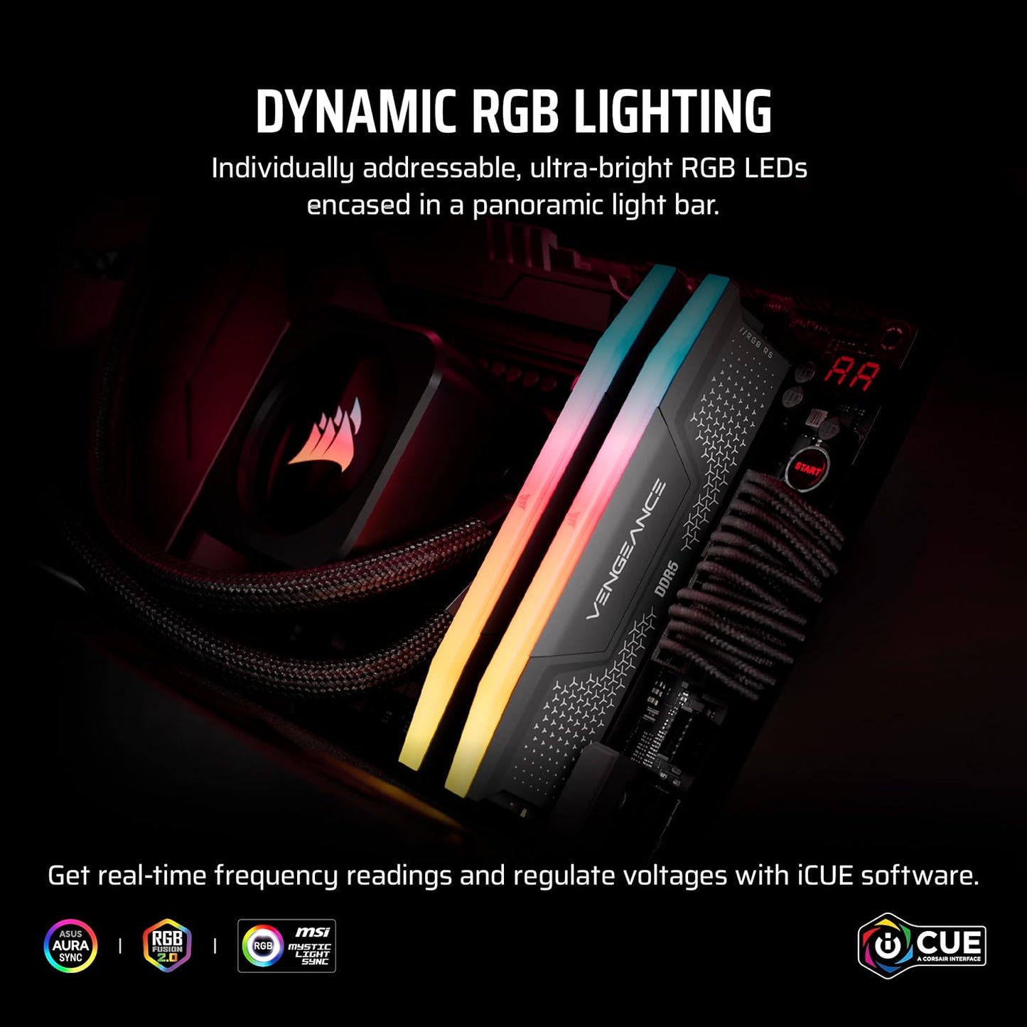CORSAIR Vengeance RGB RS DDR5 RAM 64GB (2x32GB) Up to 6000MHz CL40-50-50-96 1.35V AMD Expo Intel XMP Computer Desktop Memory – Gray (CMG64GX5M2D6000Z40)