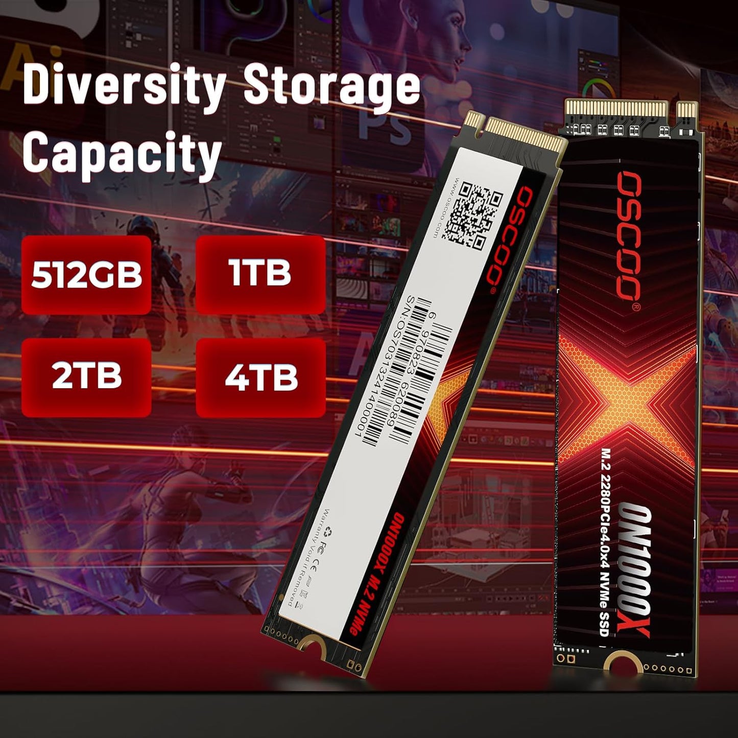 1TB NVMe PCIe 4.0 SSD, Up to 7,400MB/s Read & 6,500MB/s Write, 3D NAND, Graphene Heatsink, M.2 2280 Gen4x4 Internal SSD for PS5, Gaming Laptop, PC, Desktop Workstations