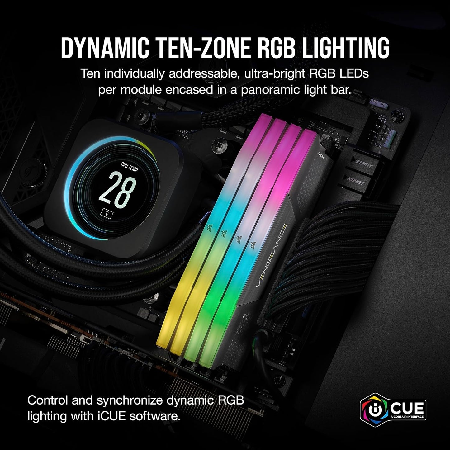 CORSAIR Vengeance RGB DDR5 32GB (2 x 16GB) Up to 6000MHz CL38-44-44-96 1.35V Intel XMP 3.0 AMD EXPO Computer Desktop Memory – Gray