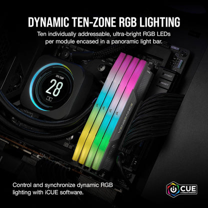 CORSAIR Vengeance RGB DDR5 32GB (2 x 16GB) Up to 6000MHz CL38-44-44-96 1.35V Intel XMP 3.0 AMD EXPO Computer Desktop Memory – Gray