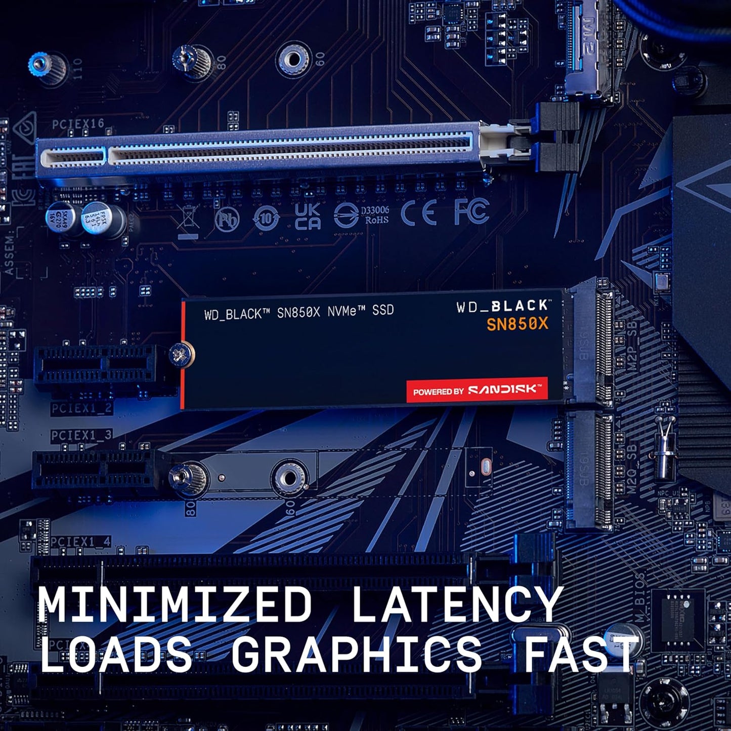 WD_BLACK SN850X 2TB NVMe SSD - M.2 2280, Up to 7,300 MB/s Read speeds, Up to 6,300 MB/s write speeds, Gaming Expansion, High Performance Internal Solid State Drive - WDS200T2X0E