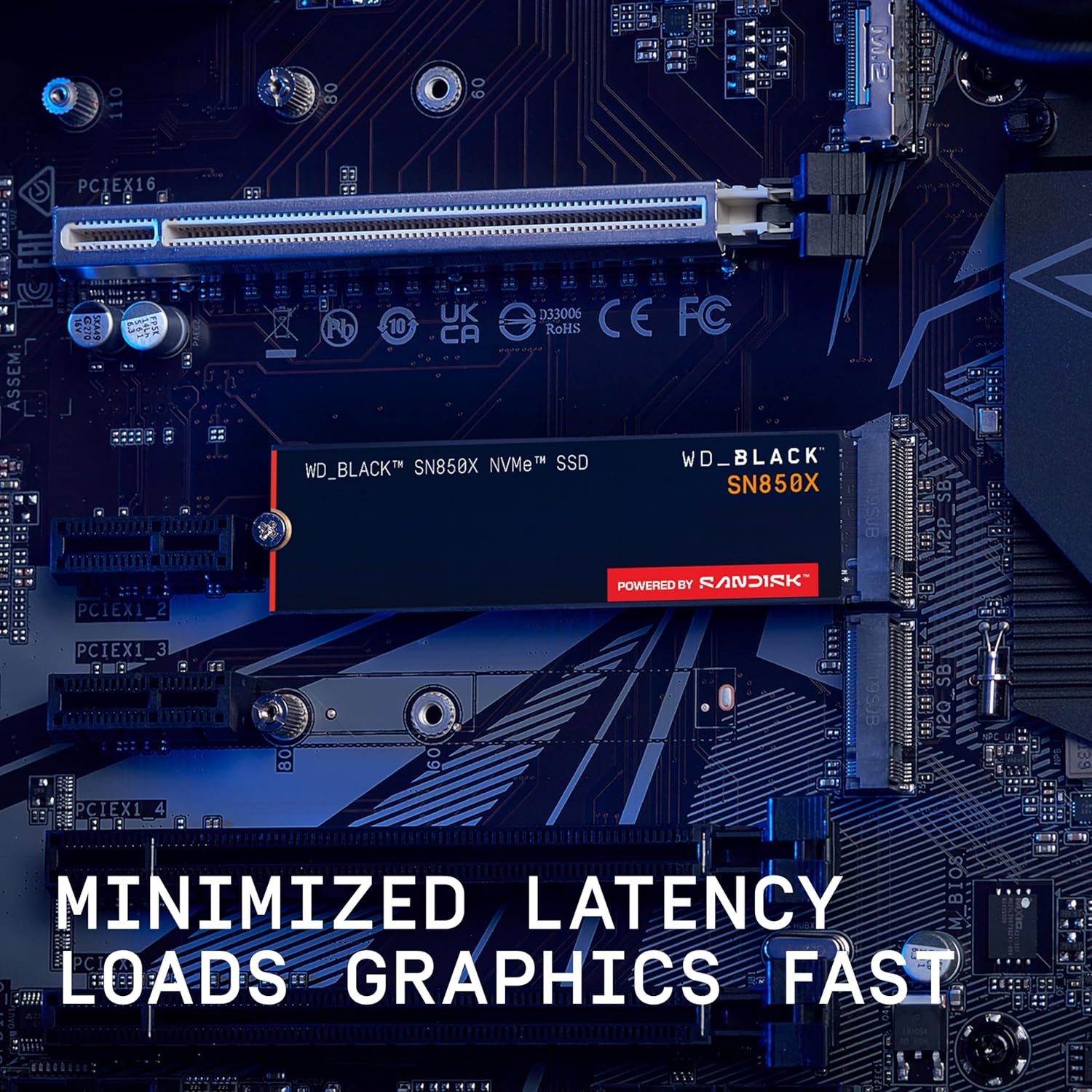 WD_BLACK SN850X 2TB NVMe SSD - M.2 2280, Up to 7,300 MB/s Read speeds, Up to 6,300 MB/s write speeds, Gaming Expansion, High Performance Internal Solid State Drive - WDS200T2X0E