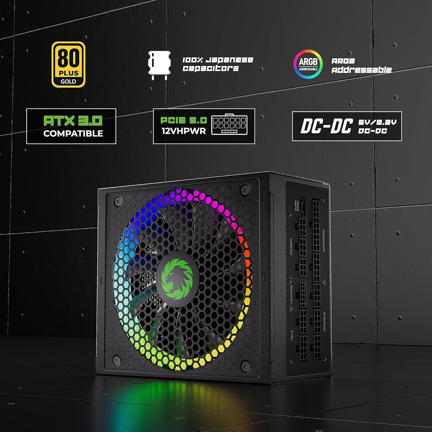 GAMEMAX 750W Fully Modular ARGB Power Supply, ATX3.0 & PCIE 5.0, 80 Plus Gold Certified, 105°C Japanese Caps, ATX Gaming Power Supply